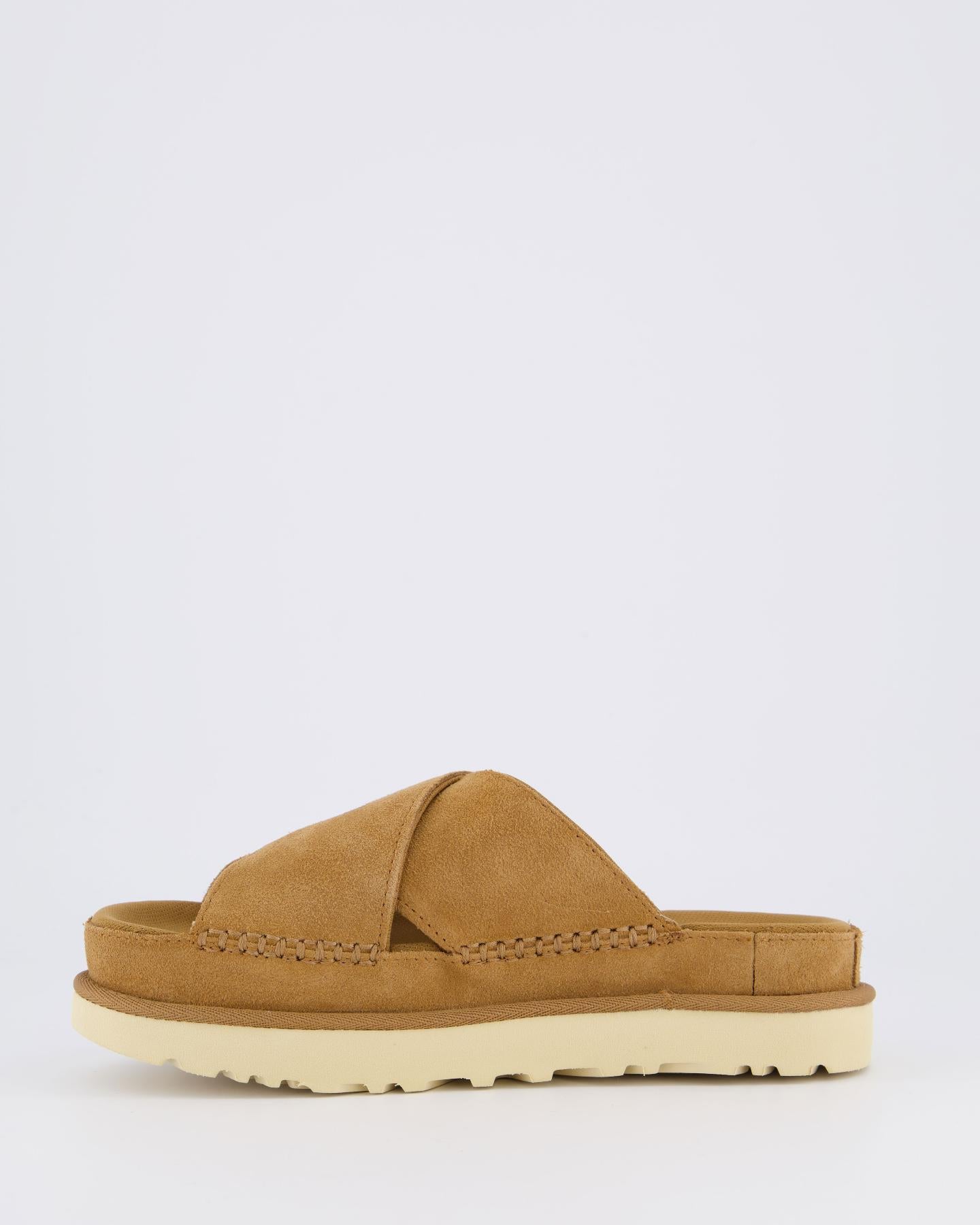 Women Goldenstar Cross Slide Chestnut