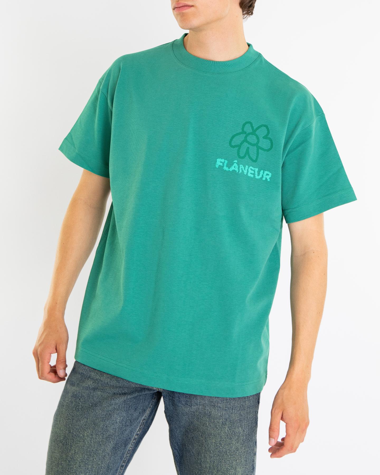 Heren Flower Doodle T-Shirt Green