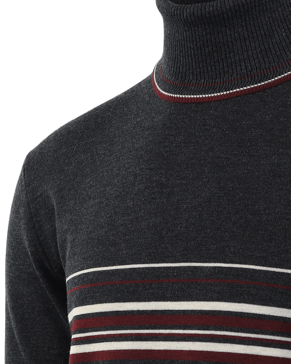 Men Wool Turtle Neck Black/Red