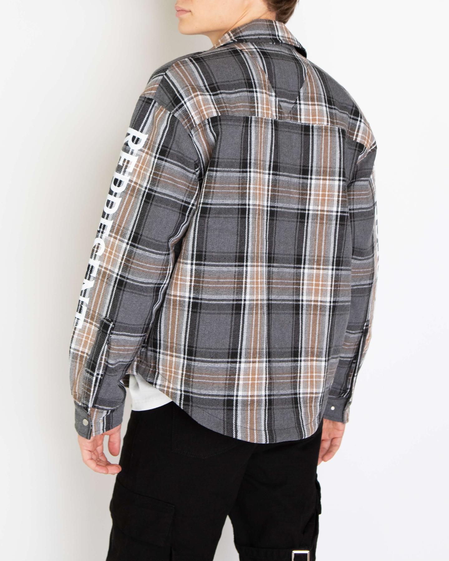 Men Quilted flannel shirt gray