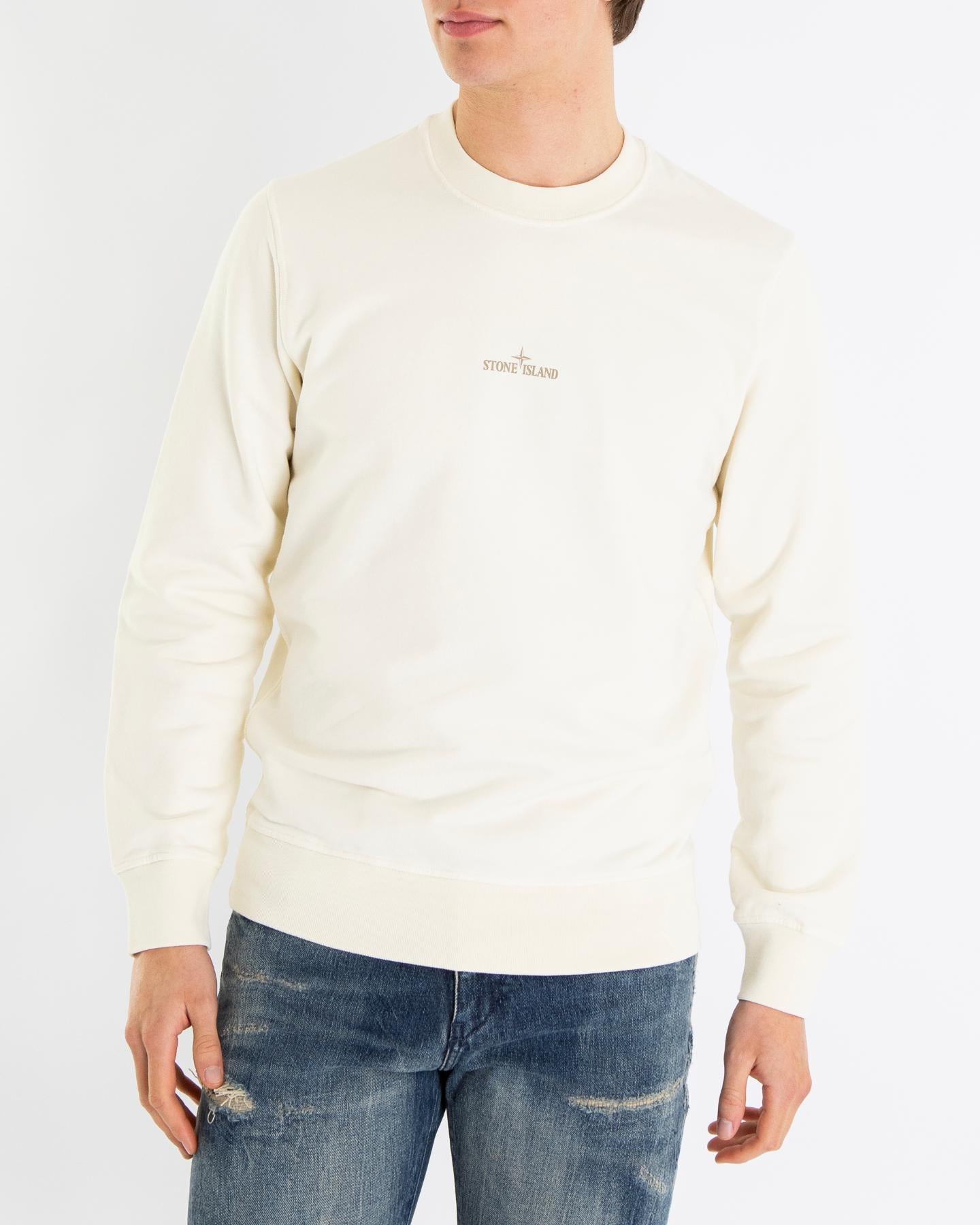 Heren Logoprint Crew Neck Ivory