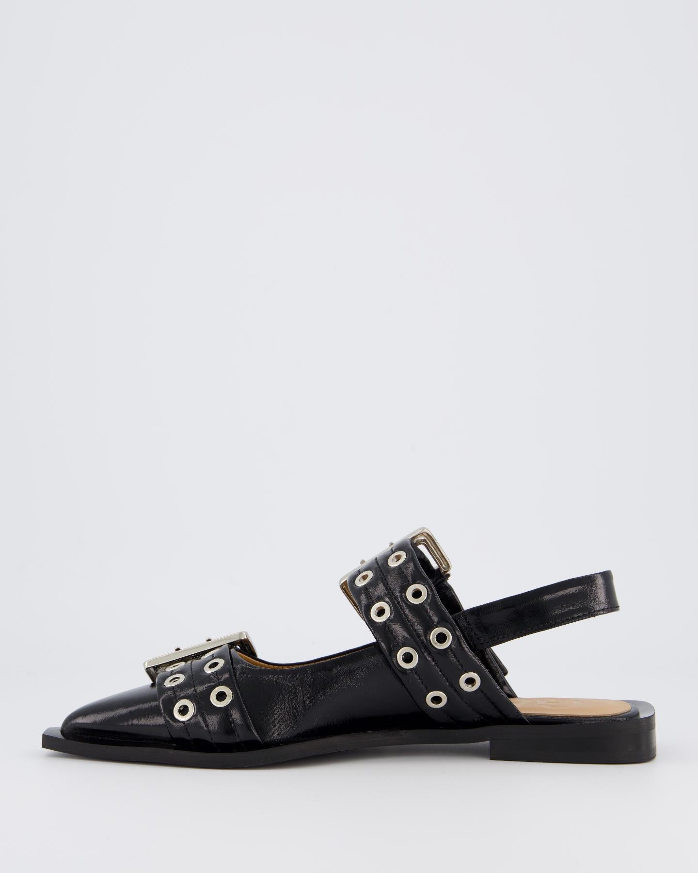 Women Chunky Buckle Ballerina Black