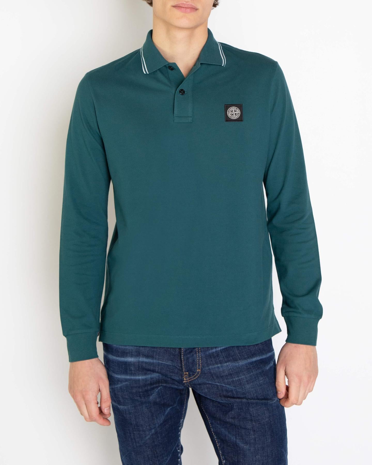 Mens stone island on sale long sleeve polo