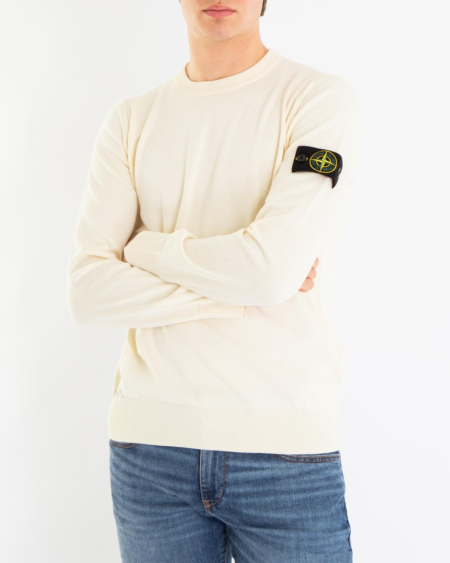 Heren Logopatch Crew Neck Ivory