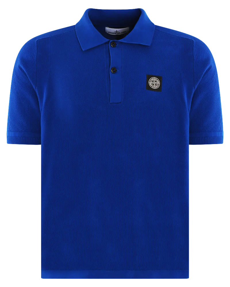 Heren Pique Compass Polo Blauw