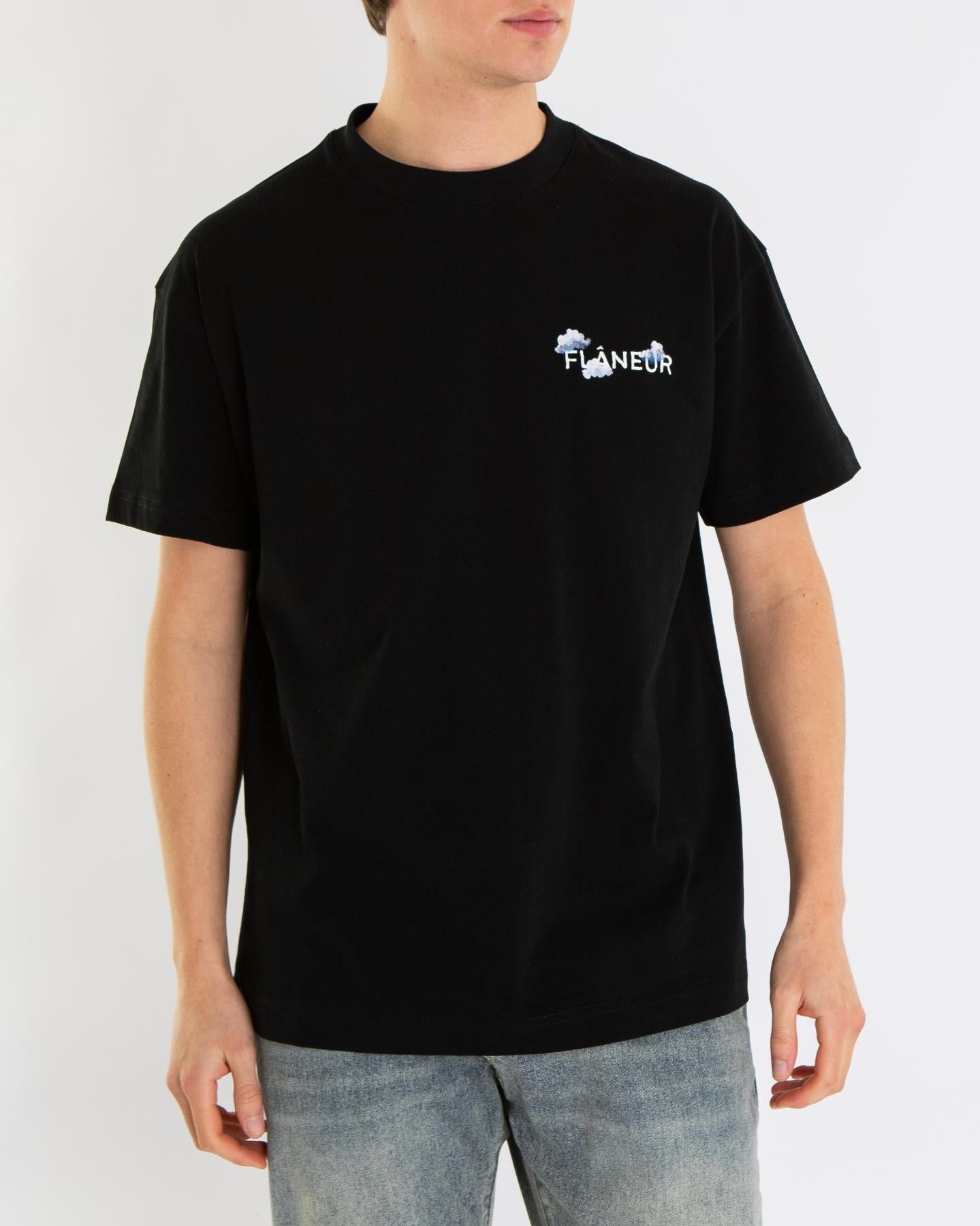 FLÂNEUR Heren Aéronautique T-Shirt Zwart - Eleganza.nl