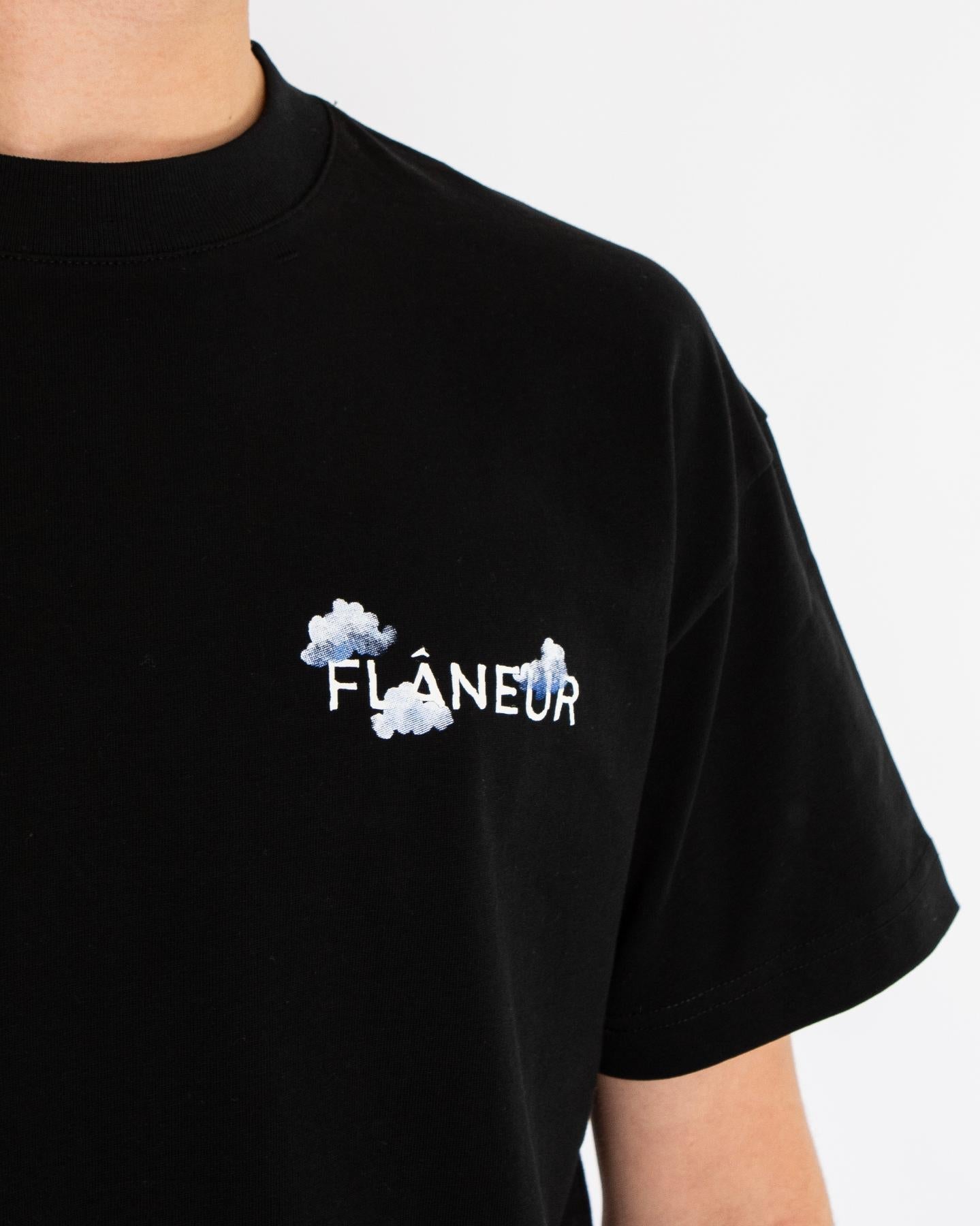 FLÂNEUR Heren Aéronautique T-Shirt Zwart - Eleganza.nl