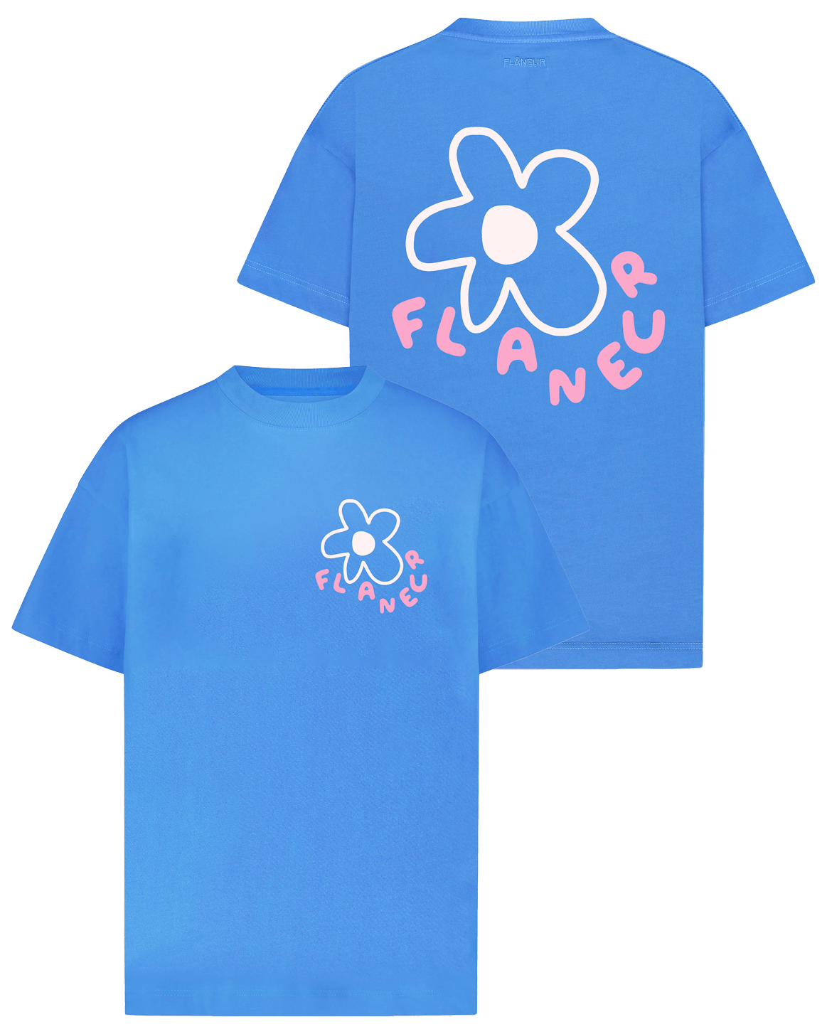 FLÂNEUR Heren Blossom T-Shirt Blauw - Eleganza.nl