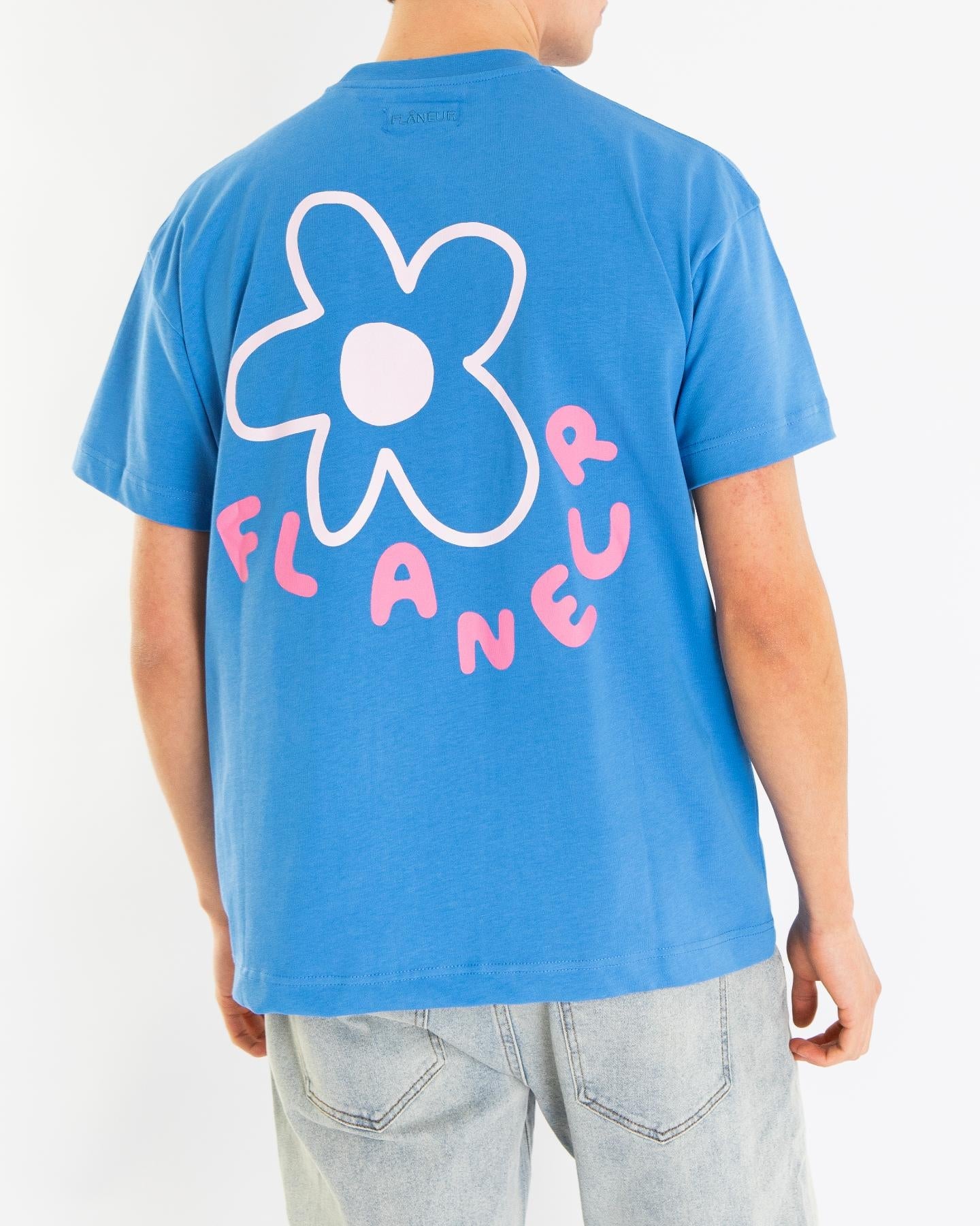 FLÂNEUR Heren Blossom T-Shirt Blauw - Eleganza.nl