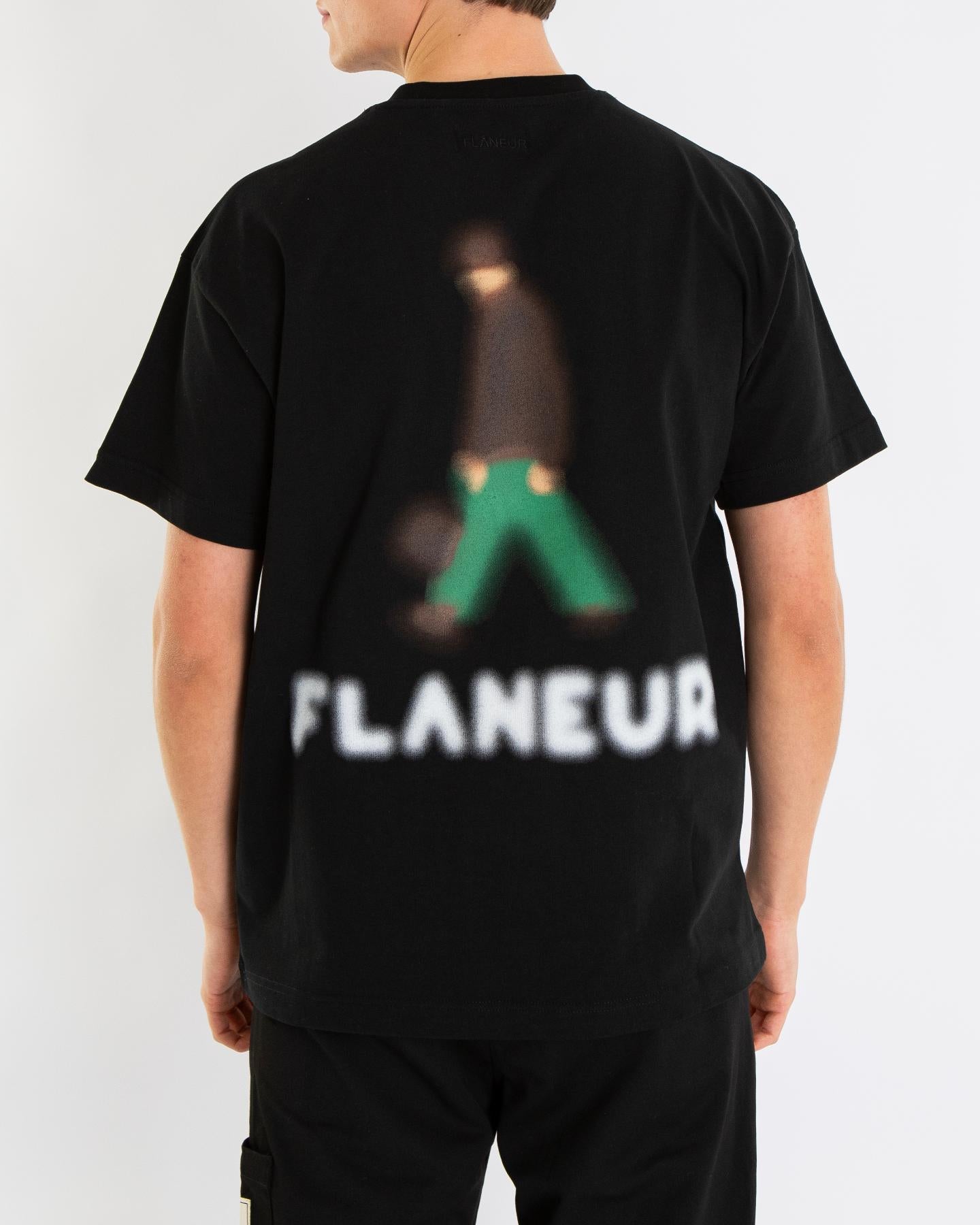 FLÂNEUR Heren Blurred Stroller T-Shirt Zwart - Eleganza.nl