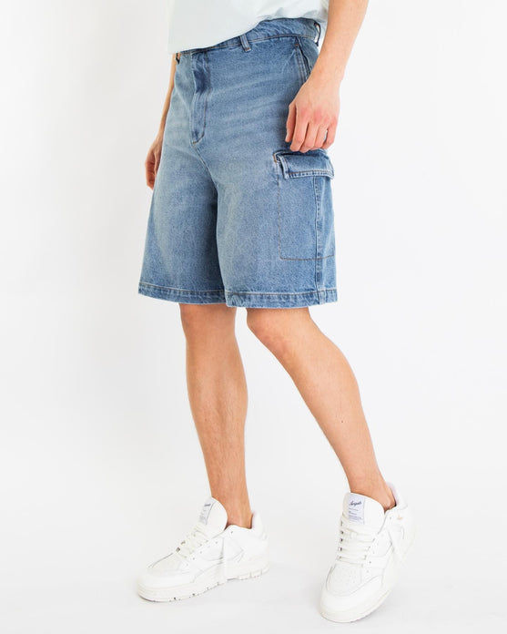 FLÂNEUR Heren Cargo Shorts Jeans Blauw - Eleganza.nl