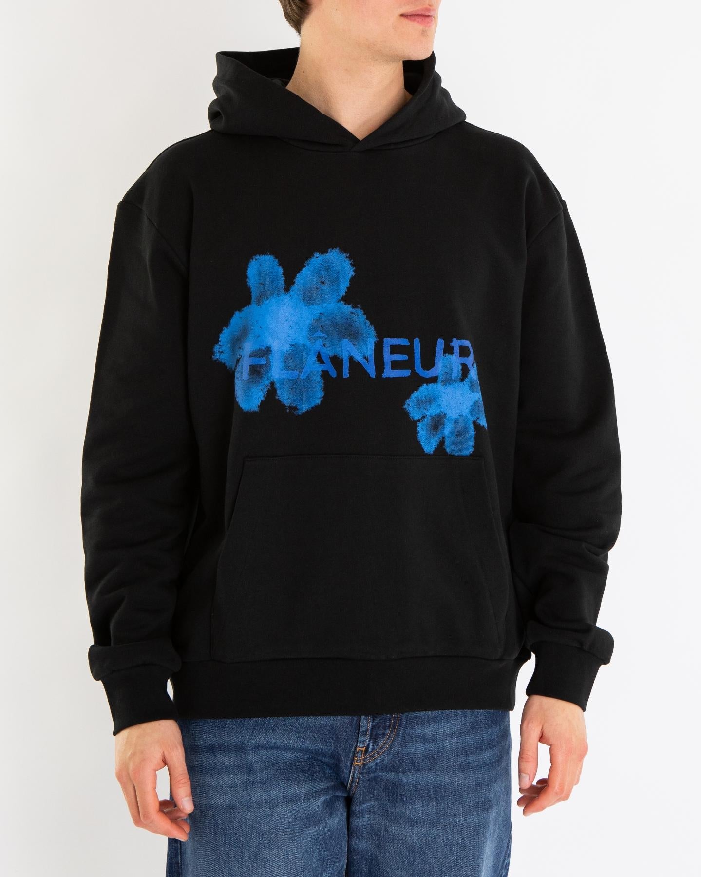 FLÂNEUR Heren Floral Watercolor Hoodie Zwart - Eleganza.nl