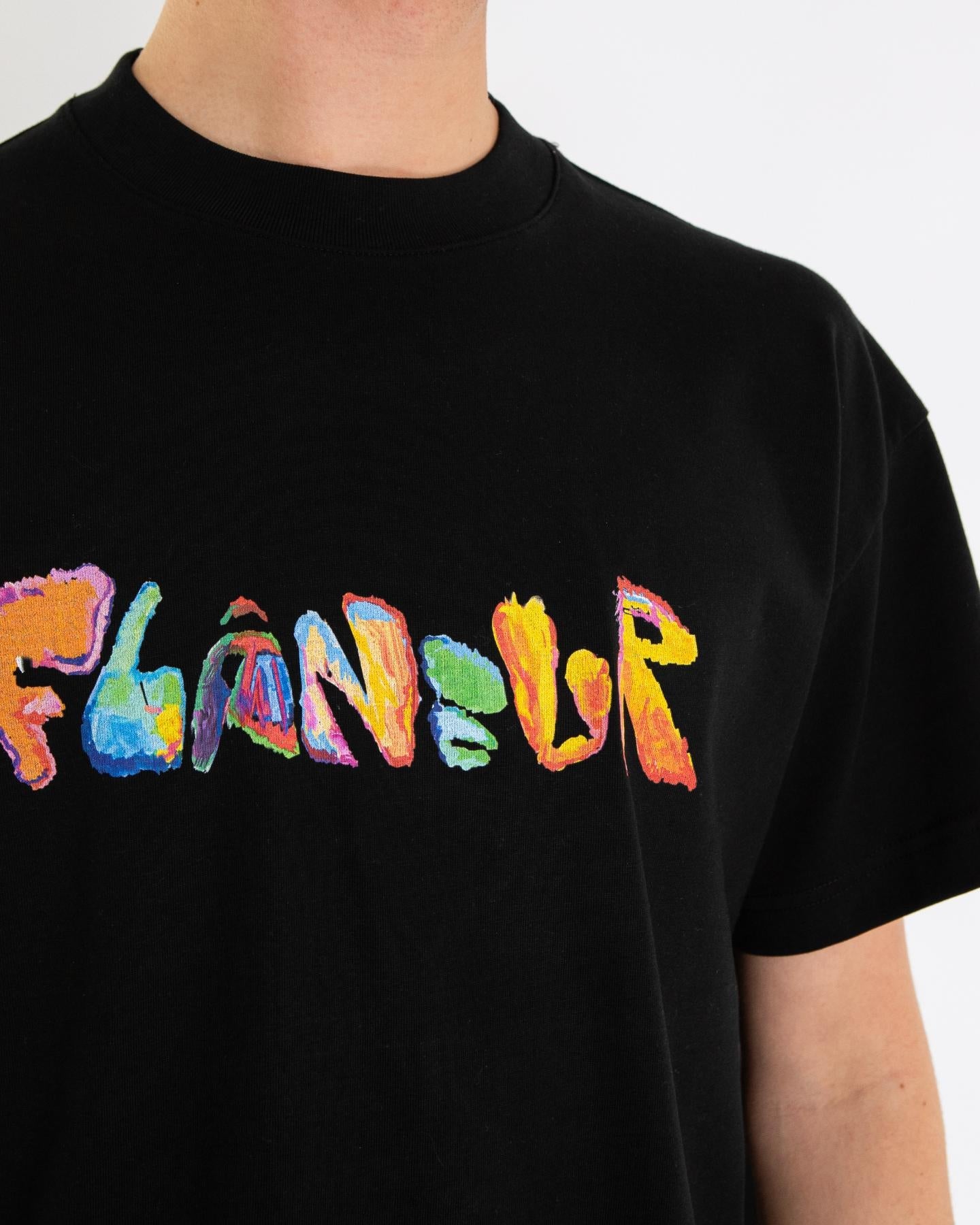 FLÂNEUR Heren Markerstift T-Shirt Zwart - Eleganza.nl