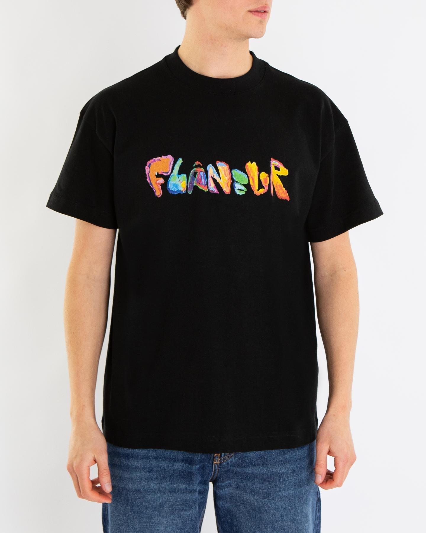 FLÂNEUR Heren Markerstift T-Shirt Zwart - Eleganza.nl