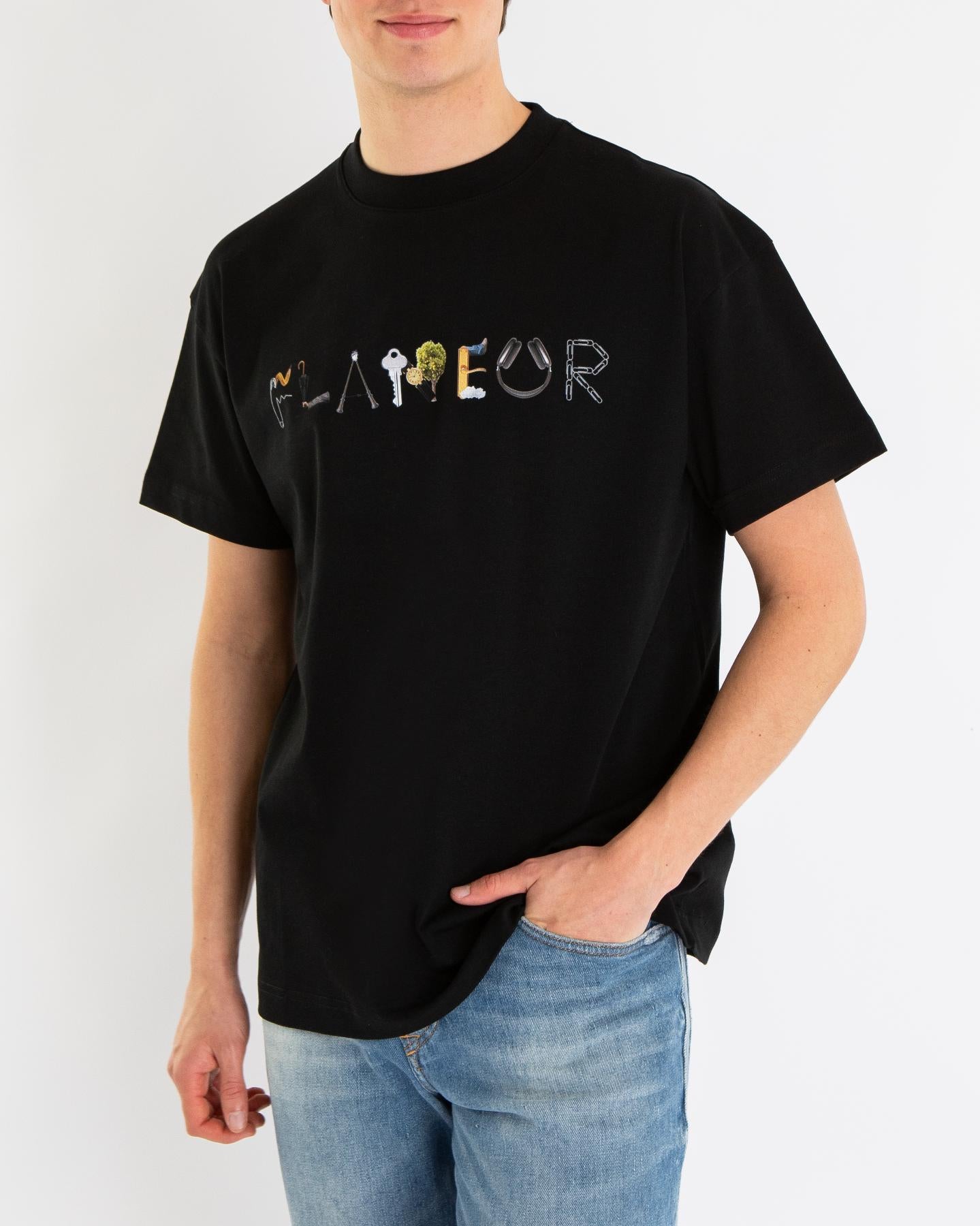 FLÂNEUR Heren Objects T-Shirt Zwart - Eleganza.nl