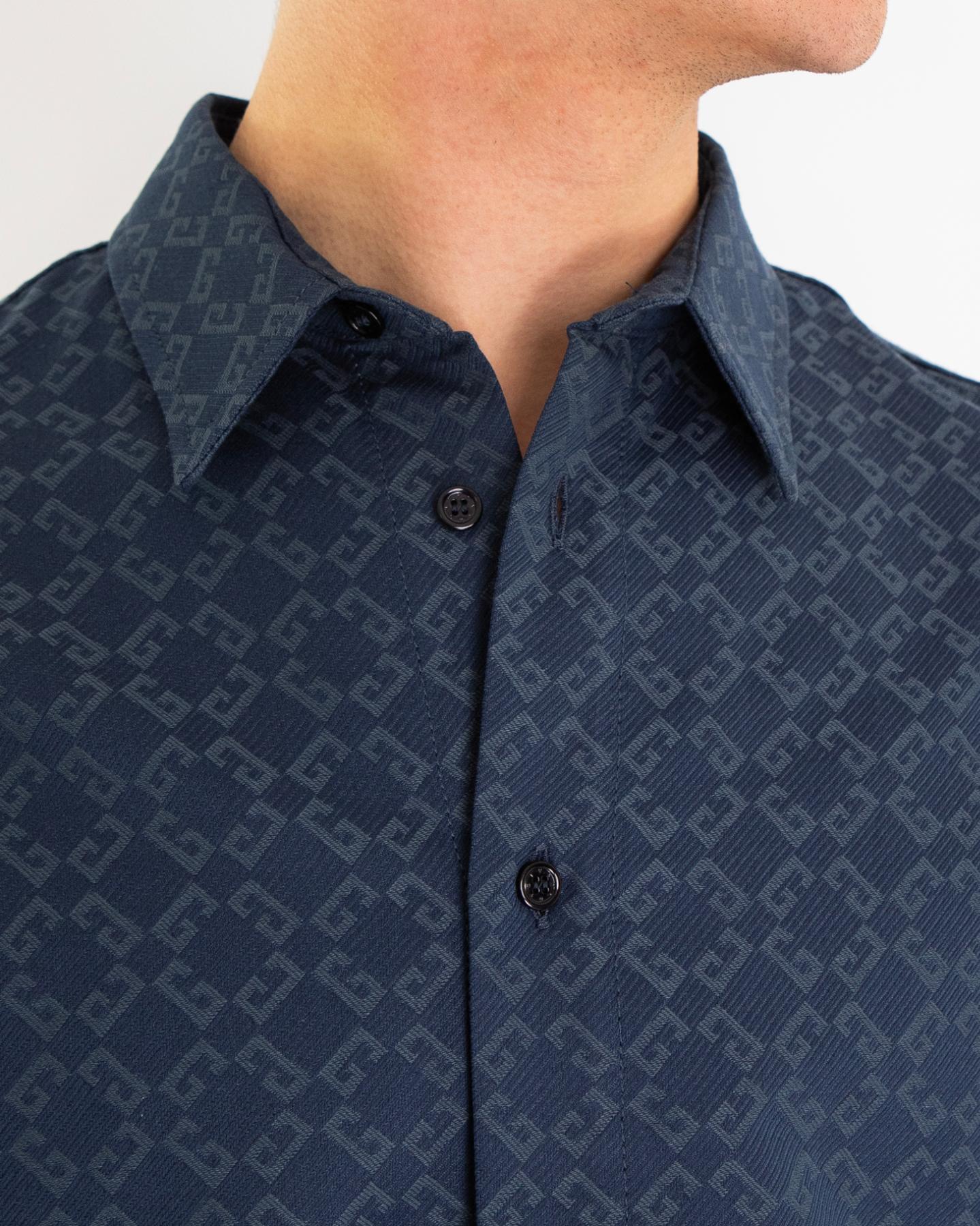 Givenchy Heren Shiny Monogram Shirt Blauw - Eleganza.nl