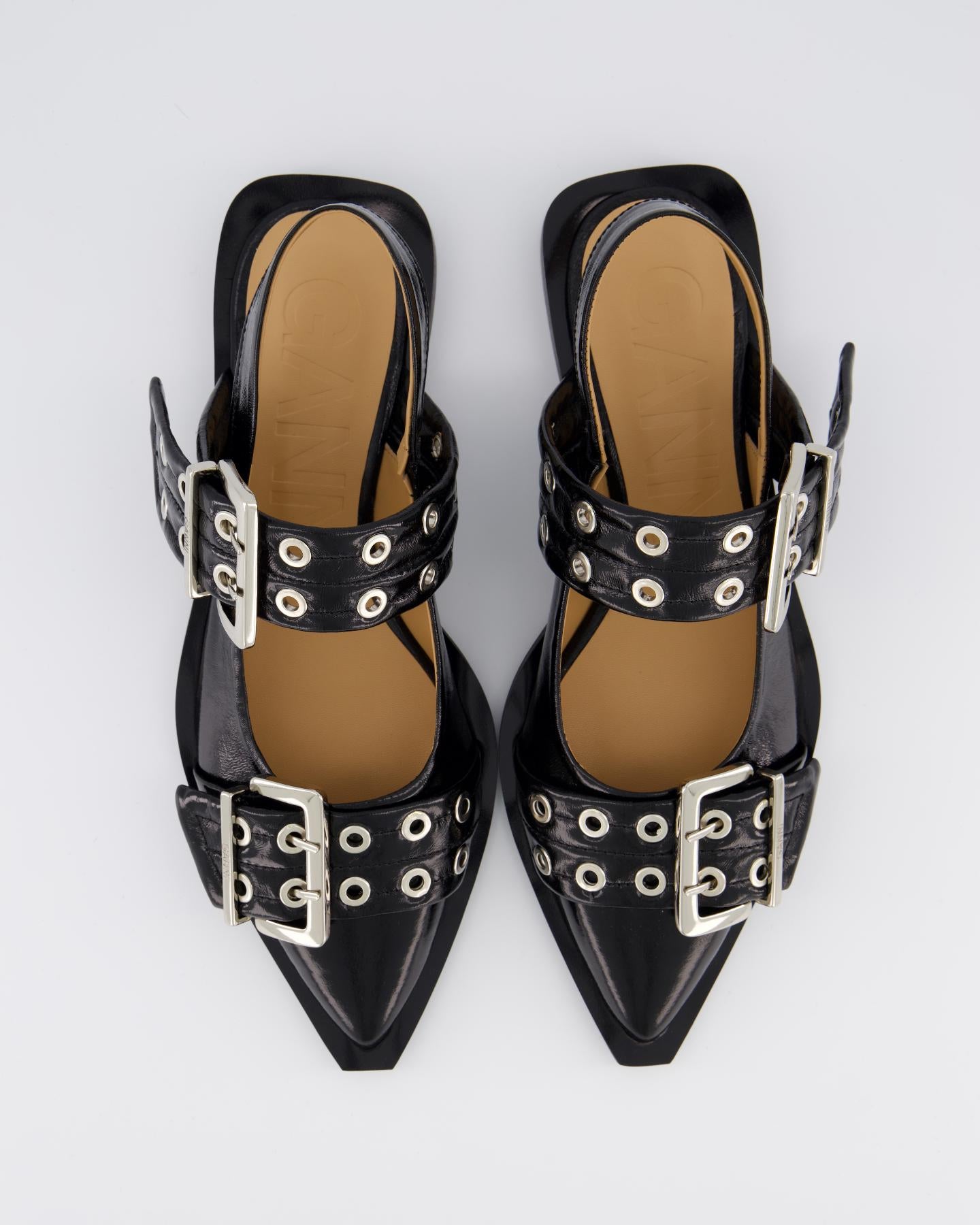 Women Chunky Buckle Ballerina Black