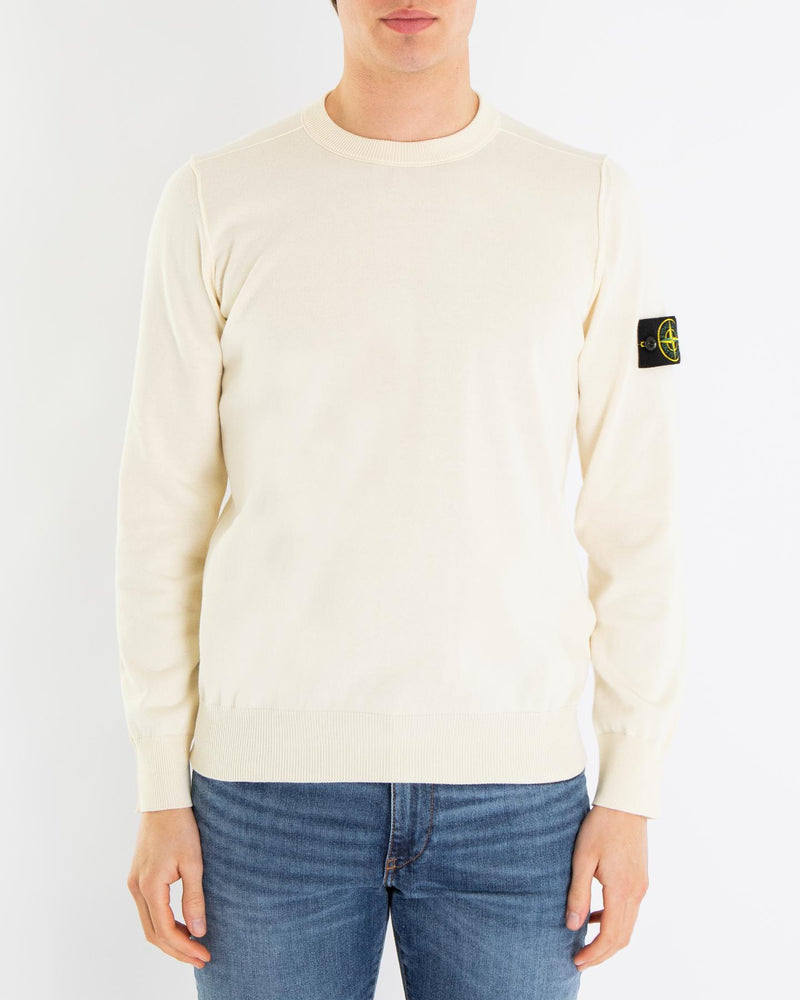 Heren Logopatch Crew Neck Ivory