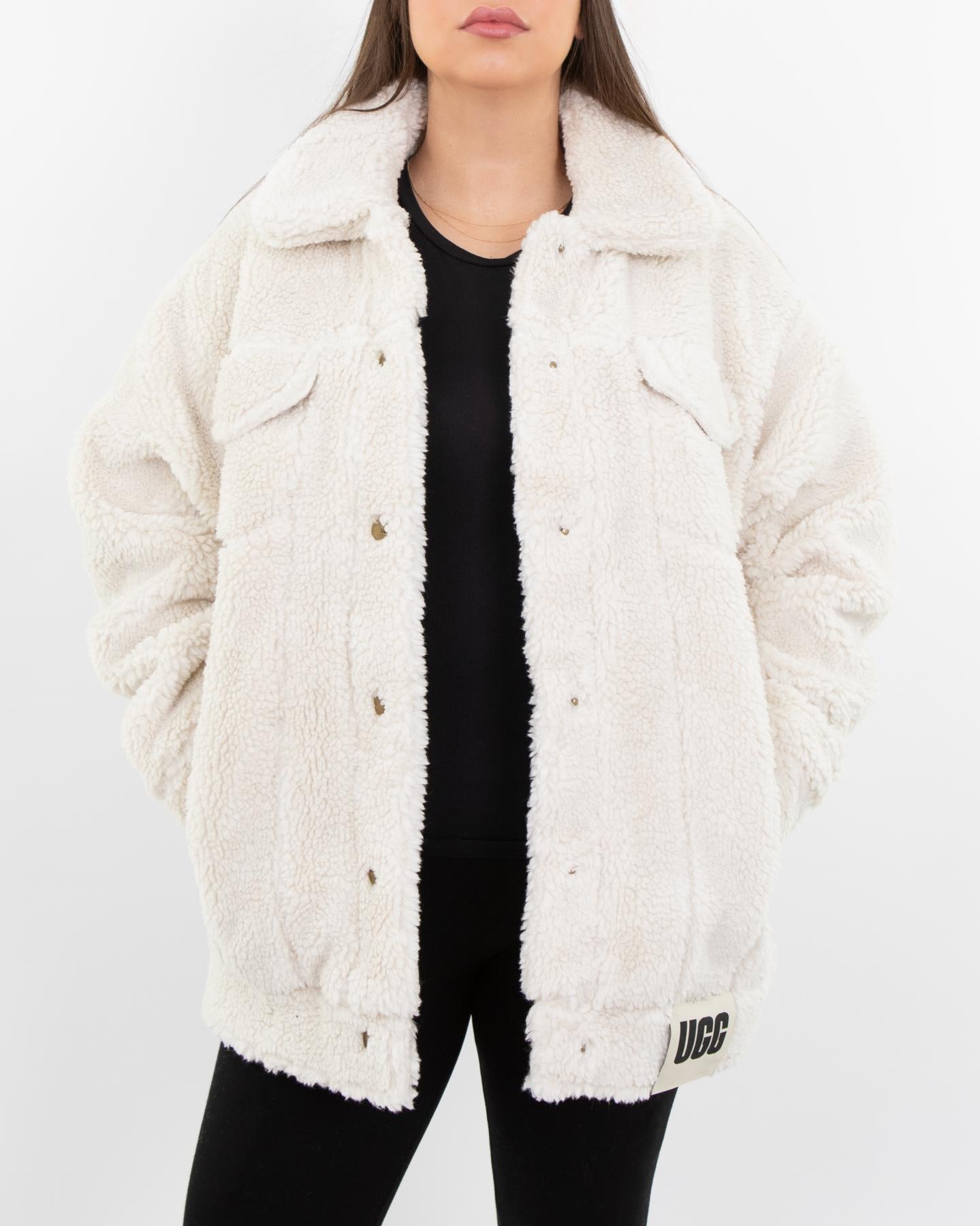 Women Sherpa Trucker Jacket Natural