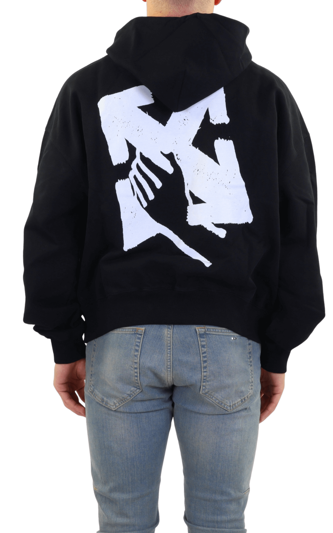 Mens black off white on sale hoodie