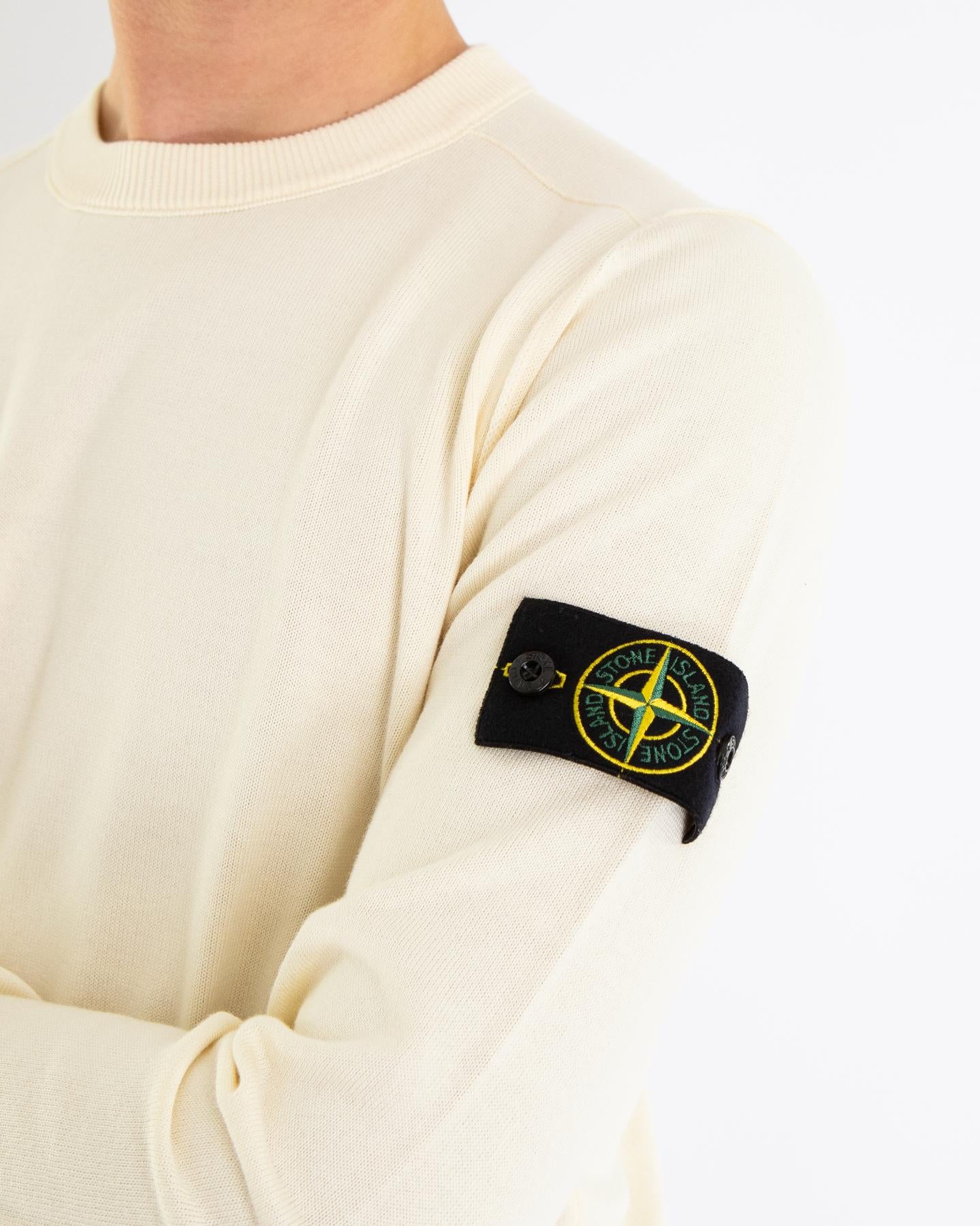 Heren Logopatch Crew Neck Ivory