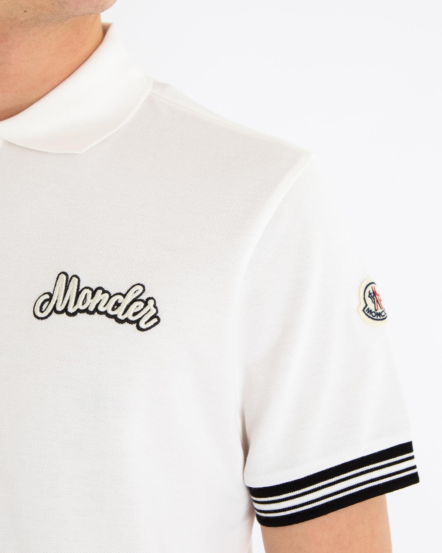 Moncler Heren Varsity Logo Polo Wit - Eleganza.nl