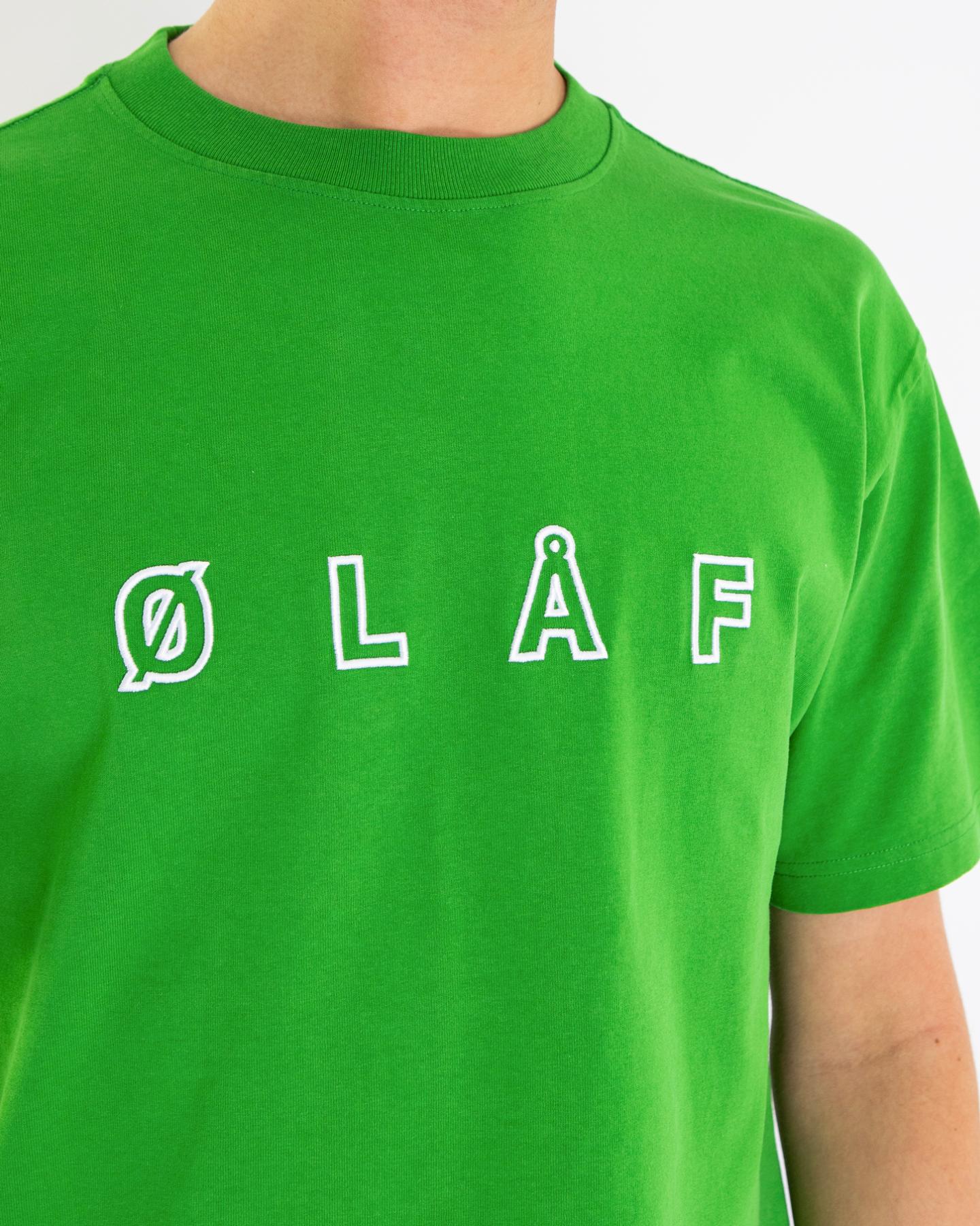 Olaf Hussein Heren Sans Embro Logo T-Shirt Groen - Eleganza.nl