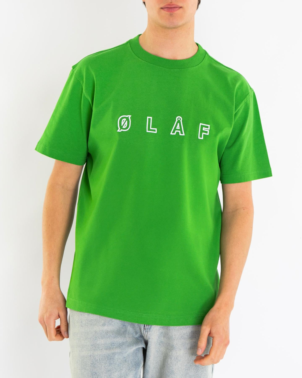 Olaf Hussein Heren Sans Embro Logo T-Shirt Groen - Eleganza.nl