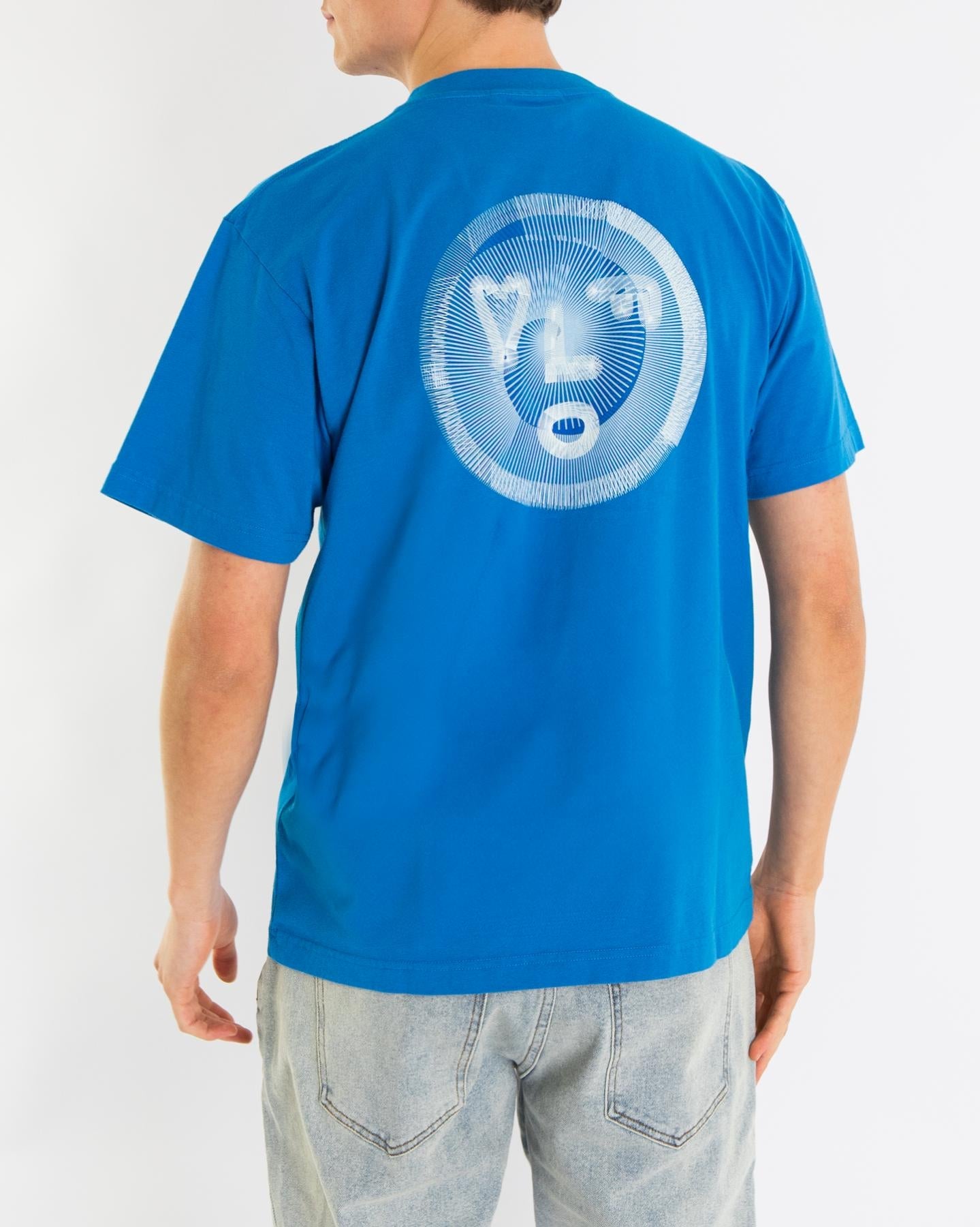 Olaf Hussein Heren Spiral Face T-Shirt Blauw - Eleganza.nl