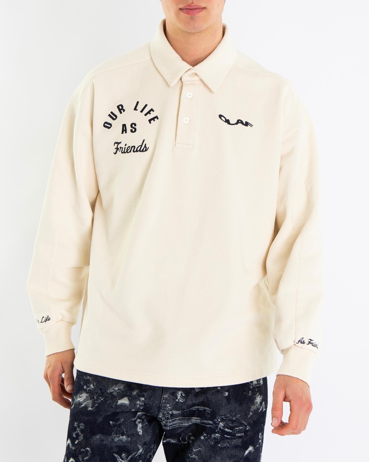 Olaf Hussein Heren Varsity Polo Longsleeve Wit - Eleganza.nl