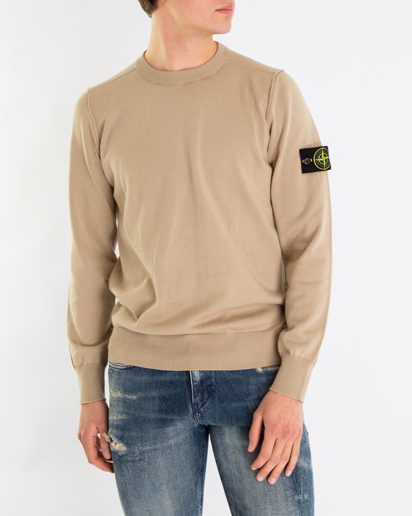 Stone Island Heren Logopatch Crew Neck Bruin - Eleganza.nl