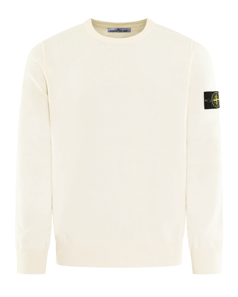 Stone Island Heren Logopatch Crew Neck Ivory - Eleganza.nl