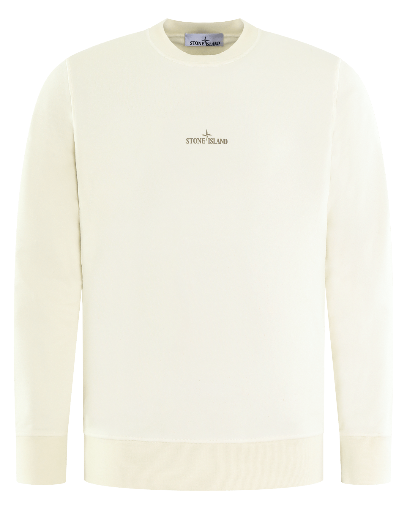 Stone Island Heren Logoprint Crew Neck Ivory - Eleganza.nl