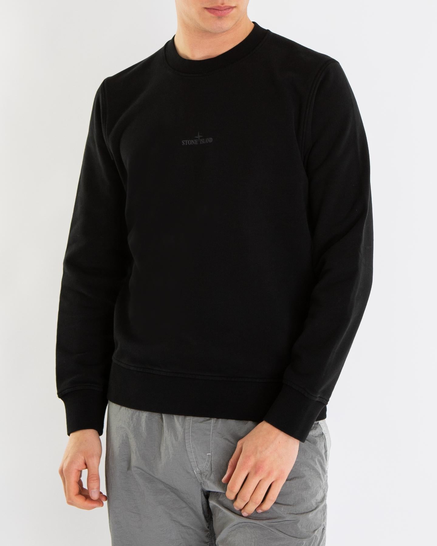 Stone Island Heren Logoprint Crew Neck Zwart - Eleganza.nl