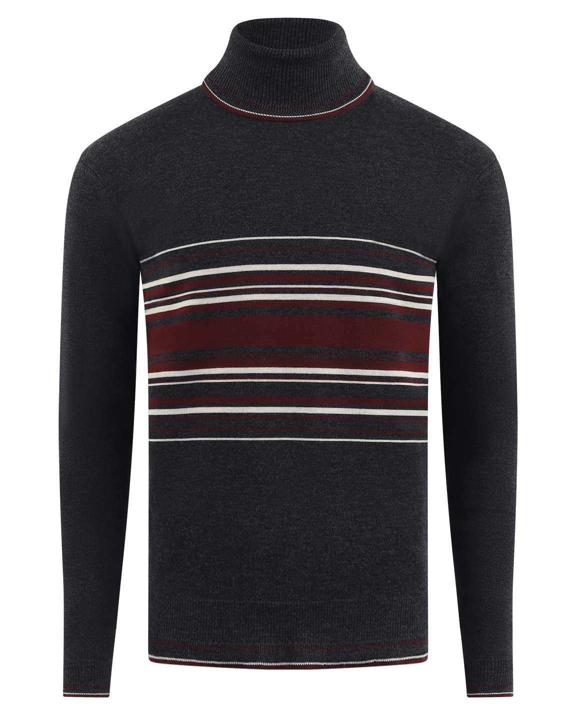 Men Wool Turtle Neck Black/Red