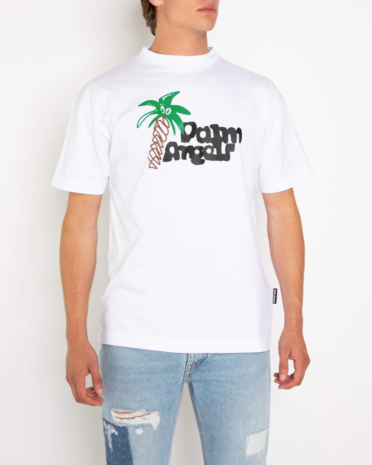 Palm angels wit online shirt