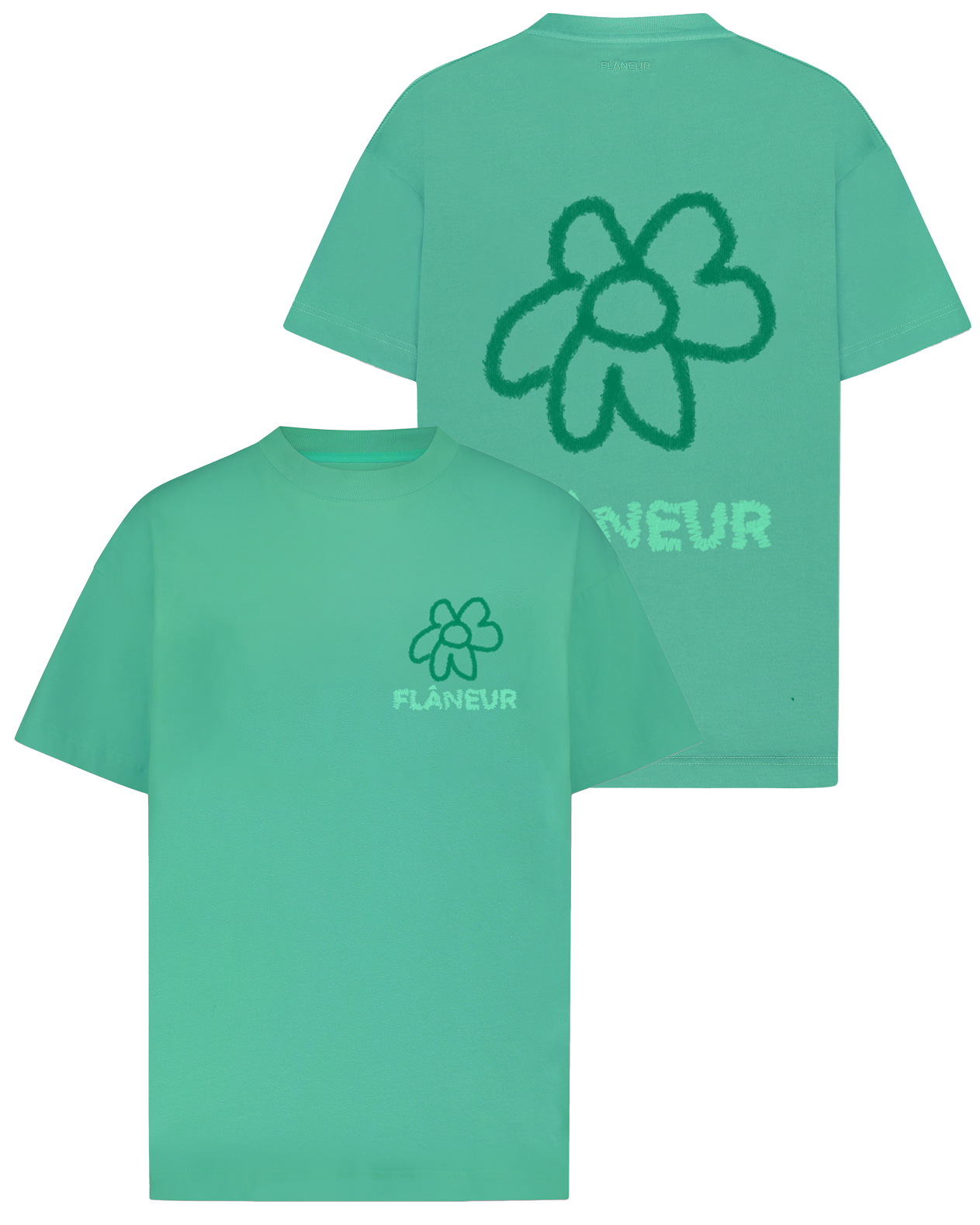 Heren Flower Doodle T-Shirt Green