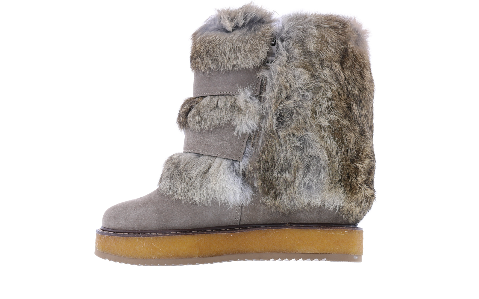 Women Winter fur with wedge and jewe