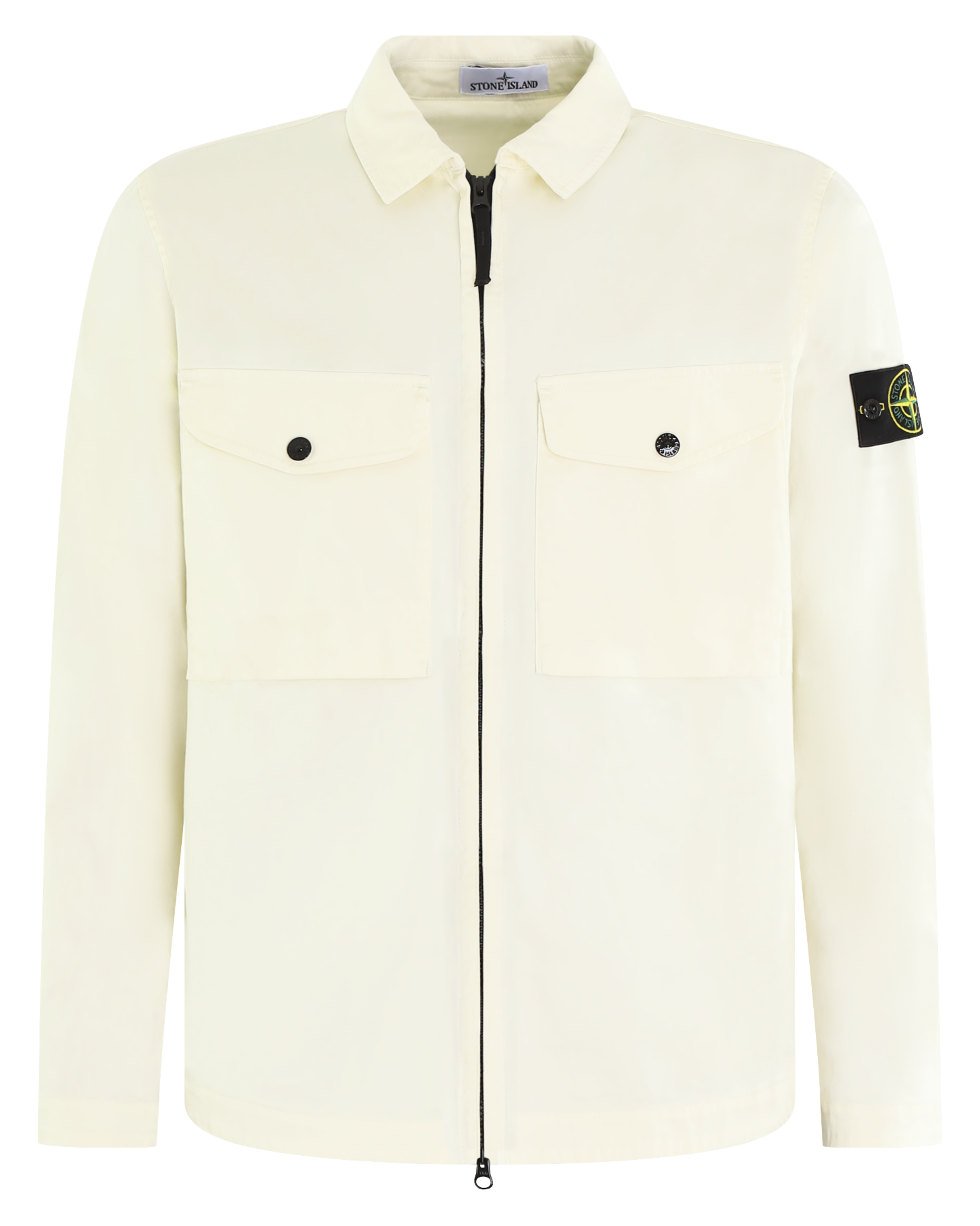 Heren LogoPatch Zip Up Overshirt Wit